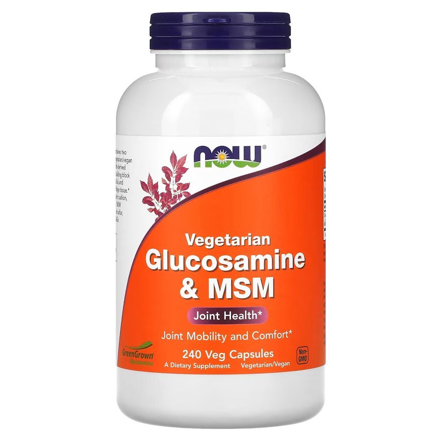 Препарат для суглобів і зв'язок NOW Vegetarian Glucosamine & MSM, 240 вегакапсул