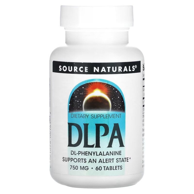 Амінокислота Source Naturals DLPA 750 mg, 60 таблеток