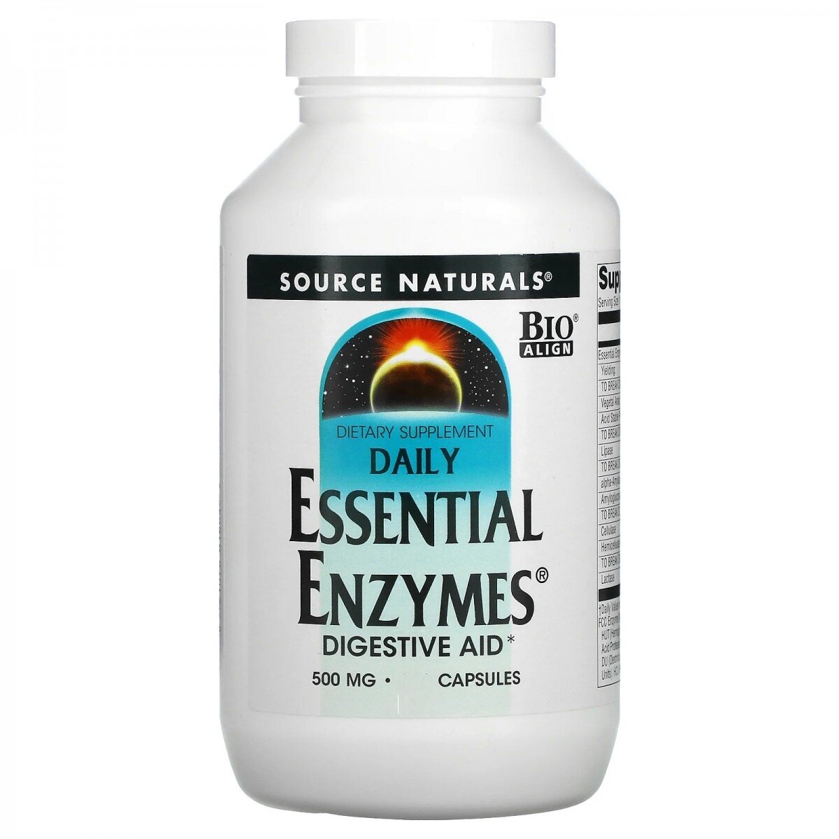 Натуральна добавка Source Naturals Daily Essential Enzymes 500 mg, 60 капсул