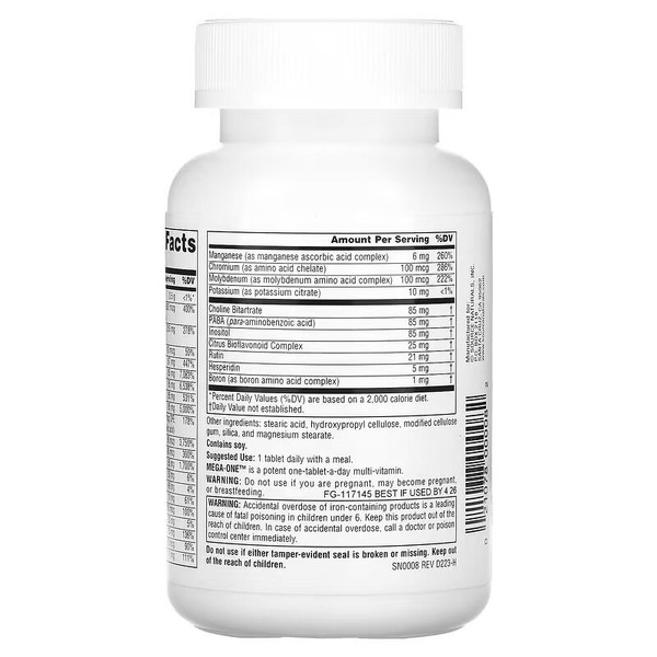 Вітаміни та мінерали Source Naturals Mega-One, 60 таблеток. Фото 3