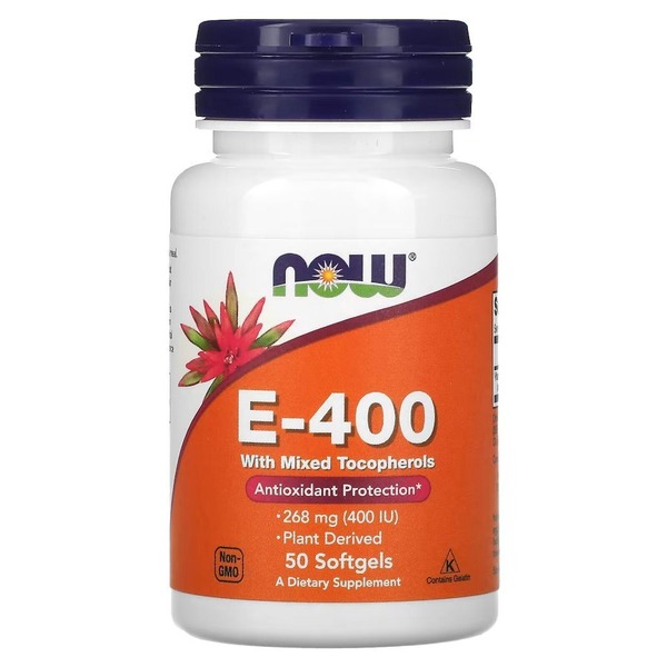 Витамины и минералы NOW Vitamin E-400 with Mixed Tocopherols, 50 капсул