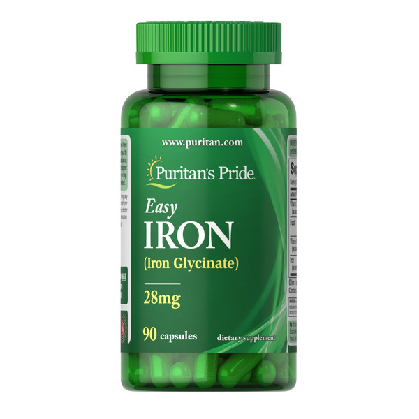 Вітаміни та мінерали Puritan's Pride Easy Iron 28 mg (Iron Glycinate), 90 капсул
