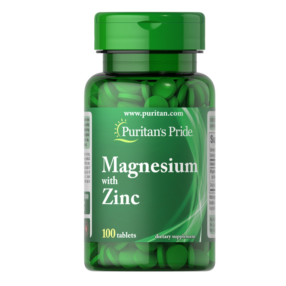 Вітаміни та мінерали Puritan's Pride Magnesium with Zinc, 100 таблеток