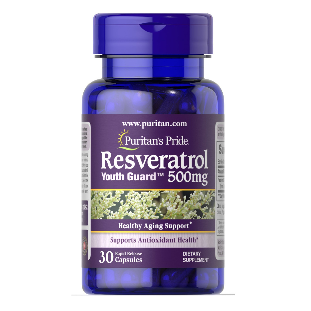 Натуральная добавка Puritan's Pride Resveratrol 500 mg, 30 капсул