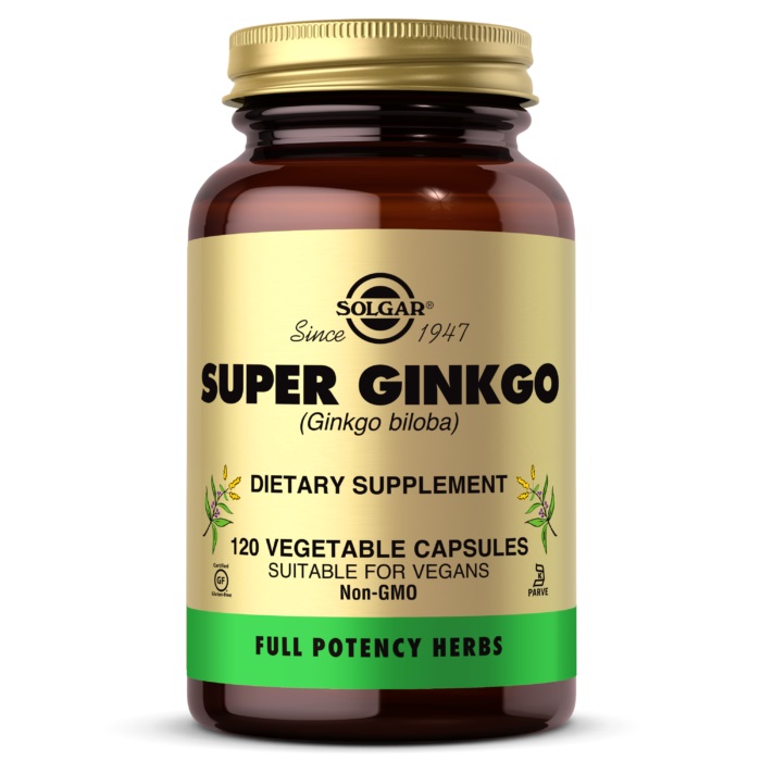 Екстракт листя гінкго білоба Solgar Super Ginkgo Full Potency Herbs, 120 вегакапсул