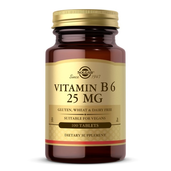 Вітамін В6 Solgar Vitamin B6 25 mg, 100 таблеток для покращення  нервової системи
