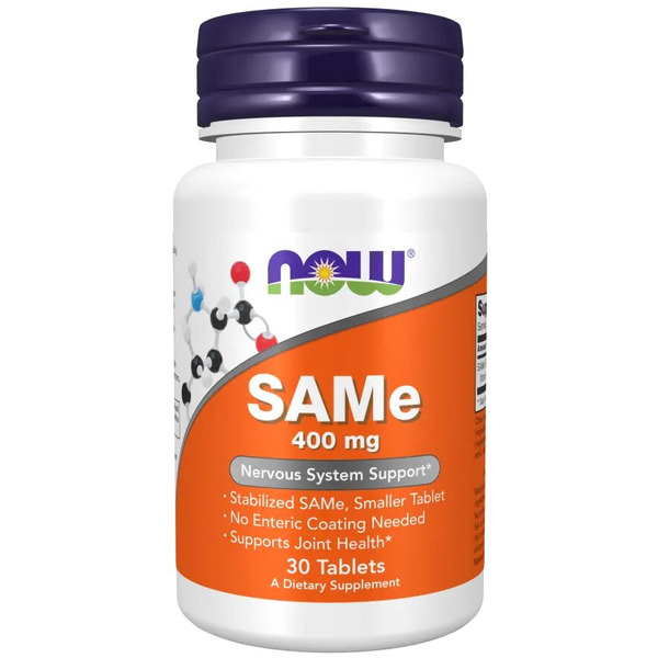 S-аденозилметіонін NOW SAMe 400 mg, 30 таблеток для бородьби зі стресом