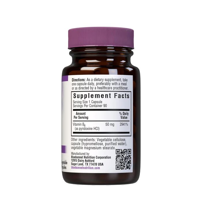 Піридоксин гідрохлорид Bluebonnet Nutrition Vitamin B6 50 mg, 90 вегакапсул. Фото 2