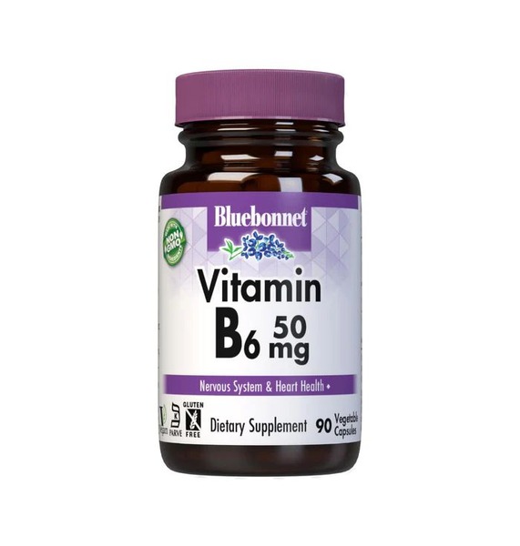 Піридоксин гідрохлорид Bluebonnet Nutrition Vitamin B6 50 mg, 90 вегакапсул