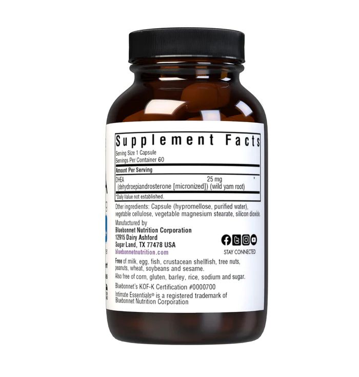Природный гормон Bluebonnet Nutrition DHEA 25 mg, 60 вегакапсул оптимизация гормональных уровней. Фото 2