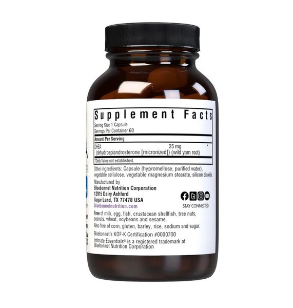 Природный гормон Bluebonnet Nutrition DHEA 25 mg, 60 вегакапсул оптимизация гормональных уровней. Фото 2