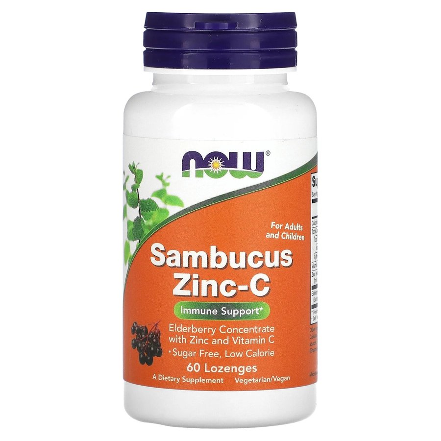 Цинк NOW Sambucus Zinc-C, 60 льодяників з вітаміном С та екстрактом бузини