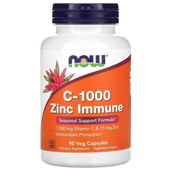 Витамин С и цинк NOW Vitamin C-1000 & Zinc Immune, 90 вегакапсул для улучшения иммунной системы