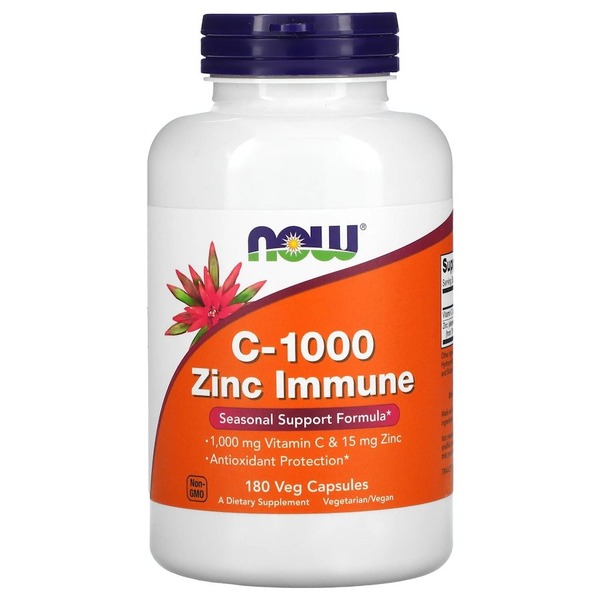 Витамин С и цинк NOW Vitamin C-1000 & Zinc Immune, 180 вегакапсул для улучшения иммунной системы