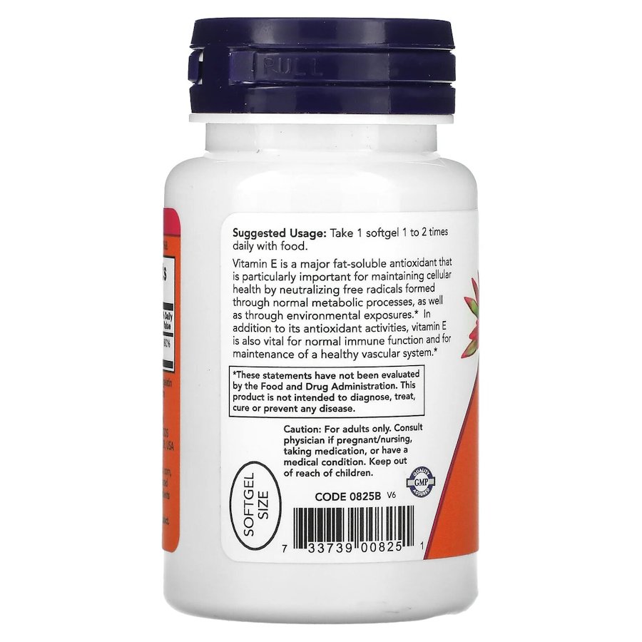 D-альфа-токоферилацетат NOW Vitamin E-200 D-Alpha Tocopheryl, 100 капсул. Фото 3