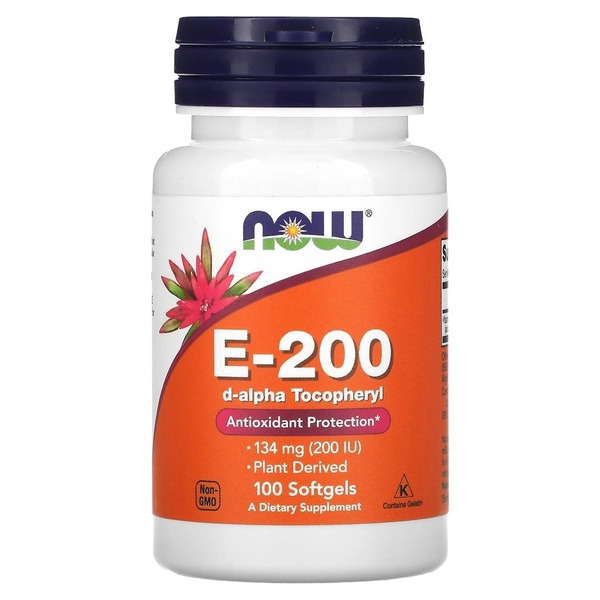 D-альфа-токоферилацетат NOW Vitamin E-200 D-Alpha Tocopheryl, 100 капсул