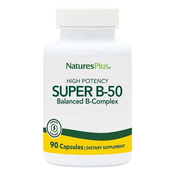 Комплекс витаминов В Natures Plus Super B-50, 90 вегакапсул