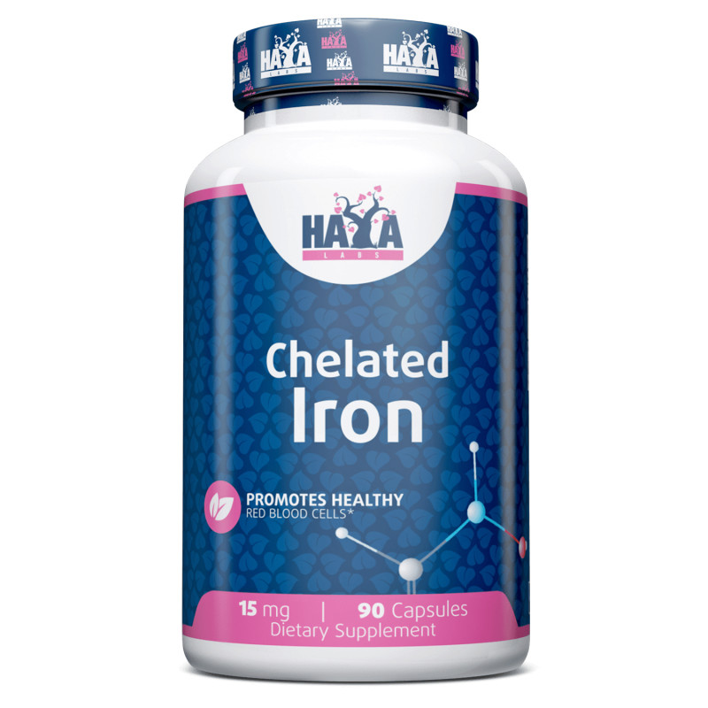 Железо Haya Labs Chelated Iron 15 mg, 90 капсул