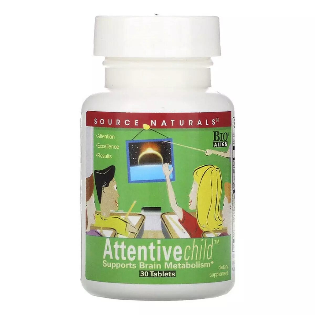 Натуральна добавка Source Naturals Attentive Child, 30 таблеток для дітей