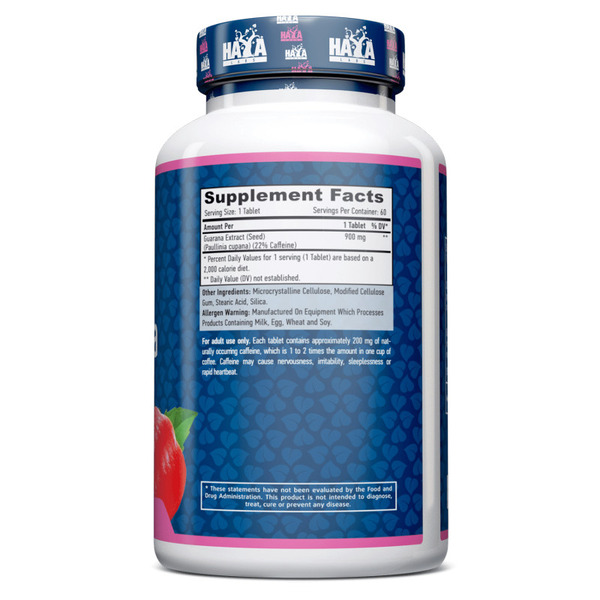 Гуарано Haya Labs Guarana 900 mg, 60 таблеток. Фото 2