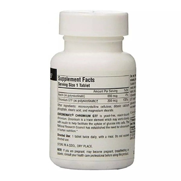 Хром Source Naturals Chromemate Chromium GTF 200 mcg Yeast-Free, 120 таблеток. Фото 2