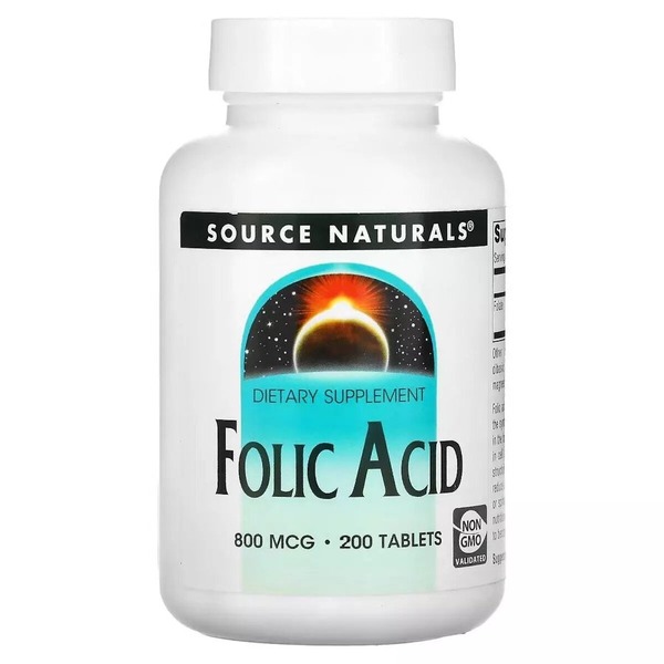 Вітамін В9 Source Naturals Folic Acid 800 mcg, 200 таблеток