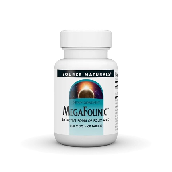 Біоактивна фоліева кіслота Source Naturals MegaFolinic 800 mg, 60 таблеток
