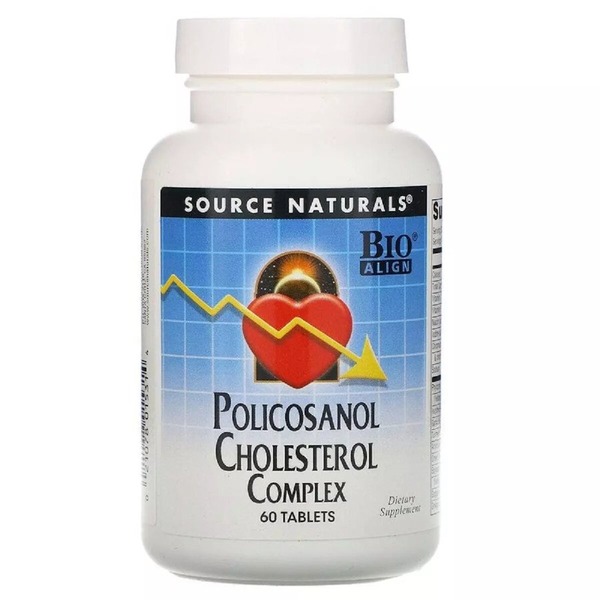 Натуральная добавка Source Naturals Policosonol Cholesterol Complex, 60 таблеток для снижения уровня холестерина