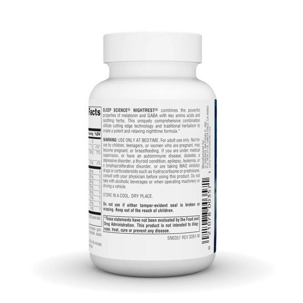 Вечірній комплекс з мелатоніном Source Naturals Sleep Science NightRest with Melatonin, 50 таблеток для гарного сну. Фото 3