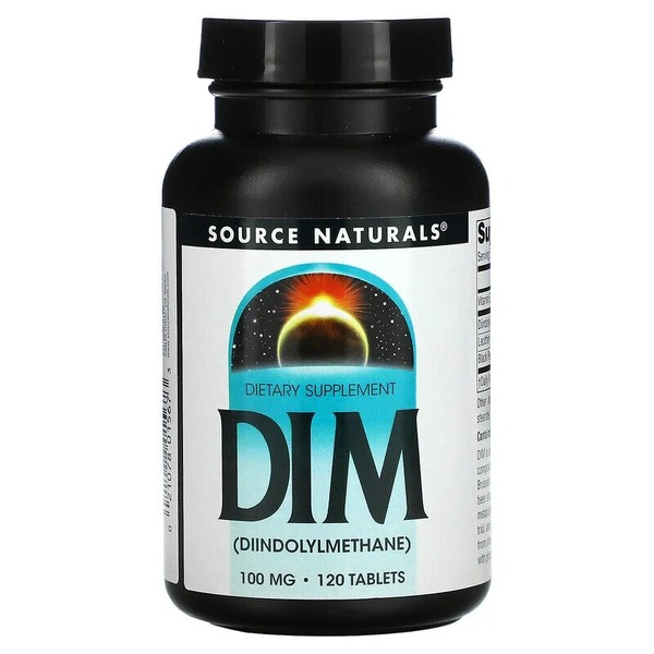 Дііндолілметан Source Naturals DIM (Diindolylmethane) 100 mg, 120 таблеток для підтримки гормонального балансу