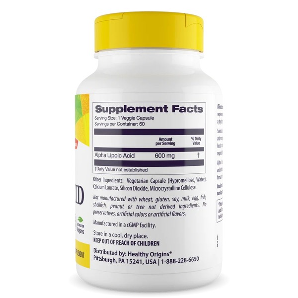 Альфа-ліпоєва кислота Healthy Origins Alpha Lipoic Acid 600 mg, 150 вегакапсул. Фото 2