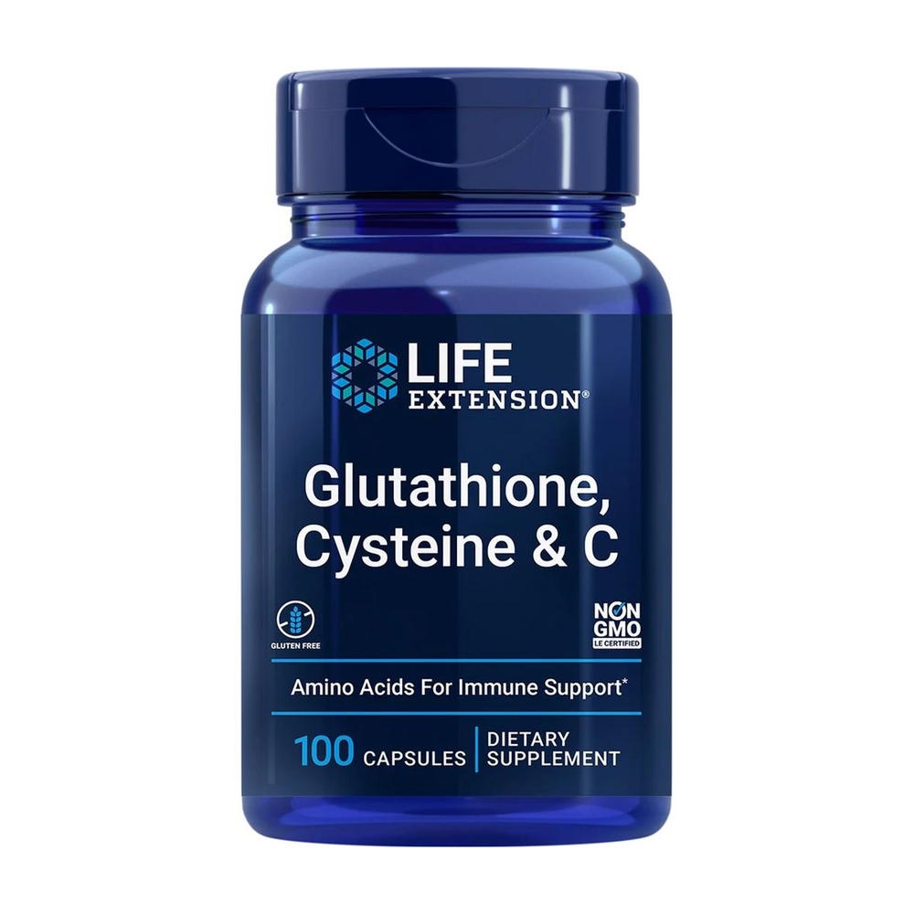 Натуральна добавка Life Extension Glutathione Cysteine & C, 100 капсул для підтримки імунної системи