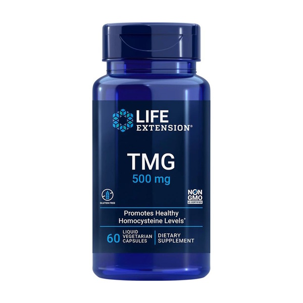 Триметилгліцин Life Extension TMG 500 mg, 60 вегакапсул для підтримки серцево-судинної системи