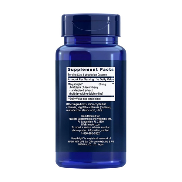 Экстракт ягод маки Life Extension Tear Support with MaquiBright 60 mg, 30 вегакапсул для поддержки глаз. Фото 2