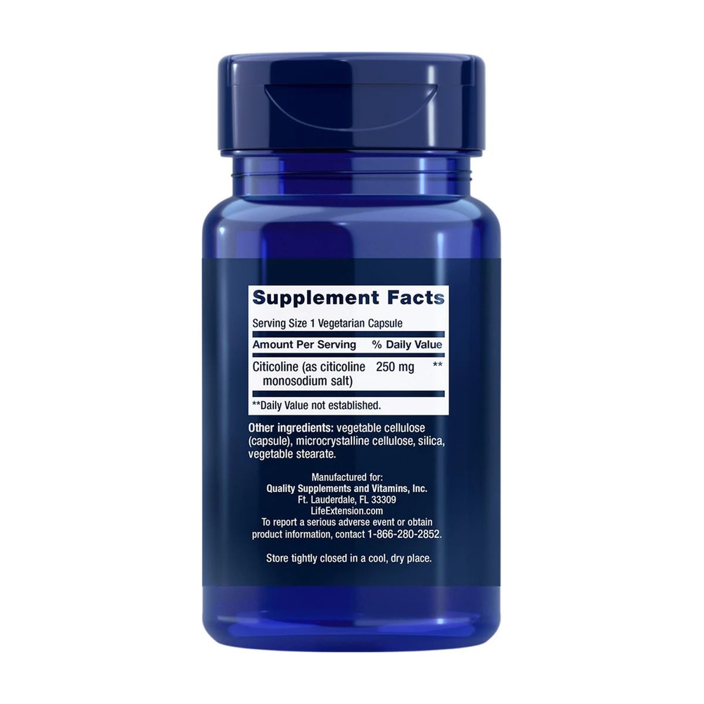 Цитиколін Life Extension Citicoline, 60 вегакапсул для підтримки мозку,уваги та пам'яті. Фото 2