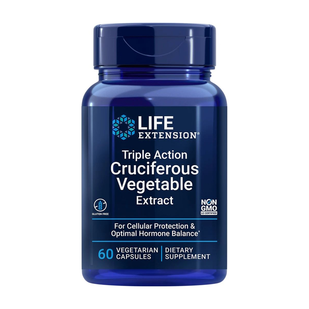 Комплекс екстрактів Life Extension Triple Action Cruciferous Vegetable Extract, 60 вегакапсул для підтримки рівня гормонів