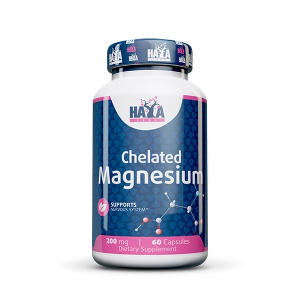 Хелат  магнію Haya Labs Chelated Magnesium 200 mg, 60 капсул