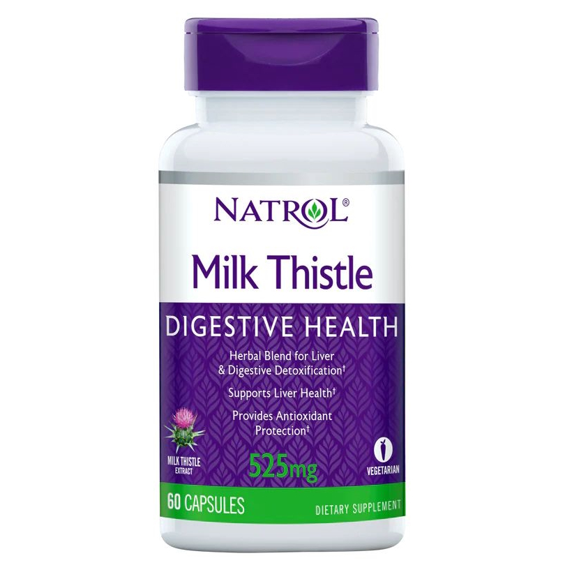 Суміш трав Natrol Milk Thistle 525 mg, 60 капсул для підтримки печінки