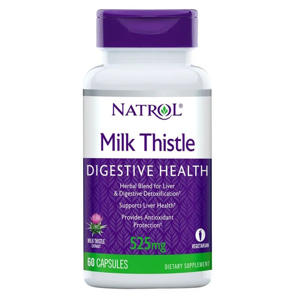 Суміш трав Natrol Milk Thistle 525 mg, 60 капсул для підтримки печінки