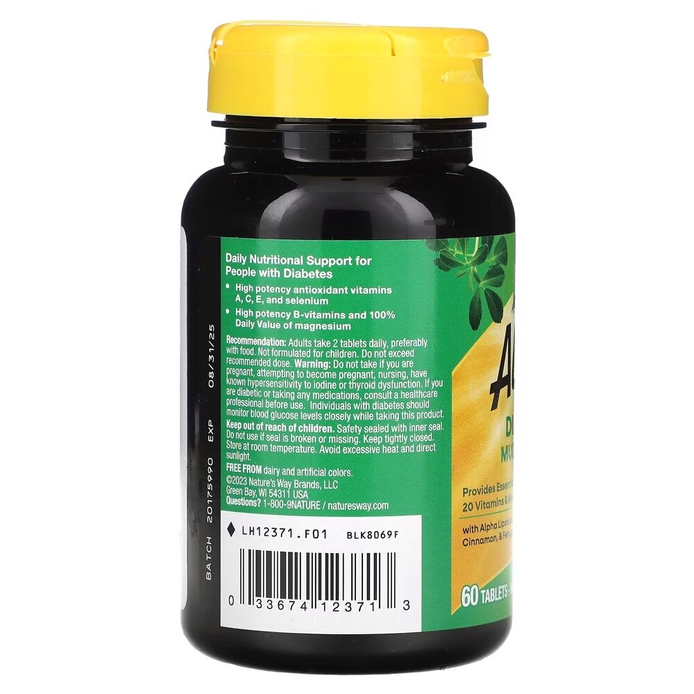 Вітаміни та мінерали Nature's Way Alive! Diabetic Multivitamin, 60 таблеток для діабетиків. Фото 3