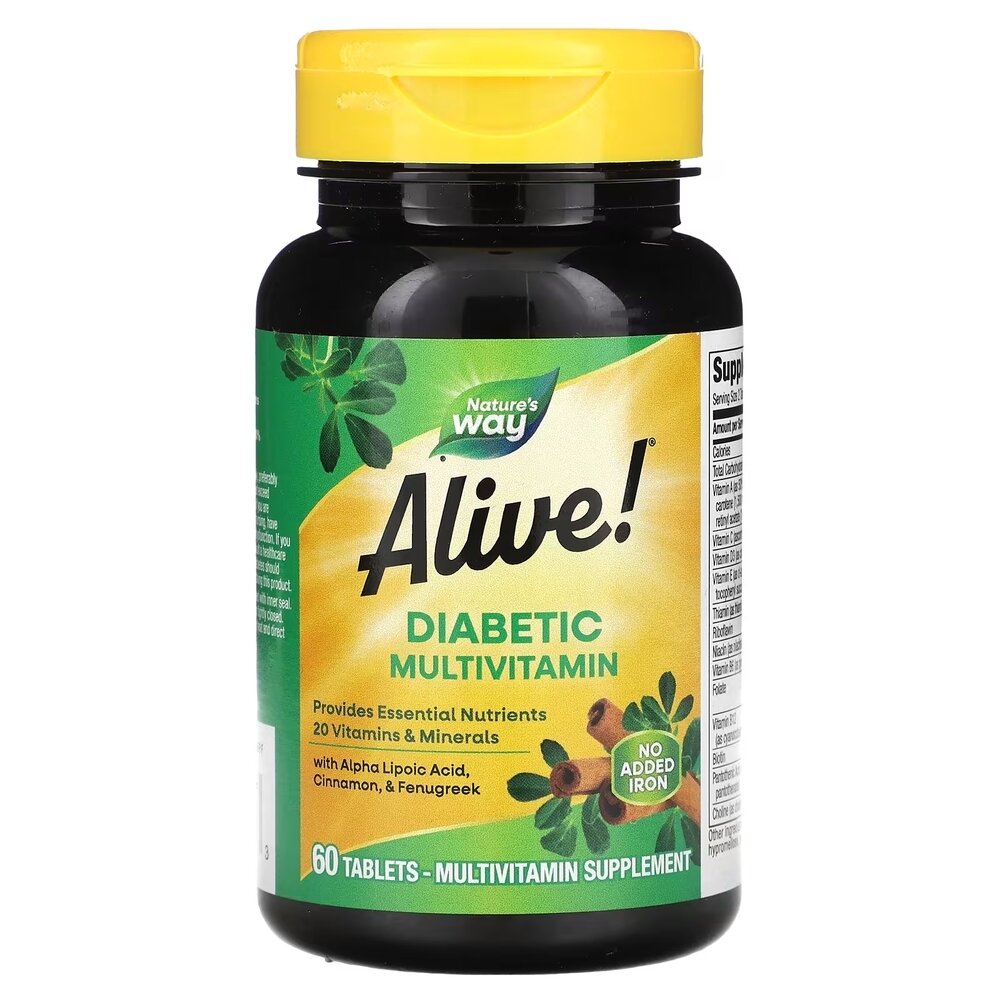 Вітаміни та мінерали Nature's Way Alive! Diabetic Multivitamin, 60 таблеток для діабетиків
