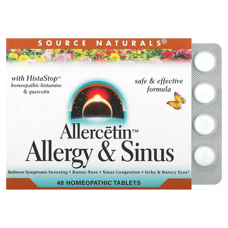 Натуральна добавка Source Naturals Allercetin Allergy & Sinus, 48 таблеток для допомога при алергії