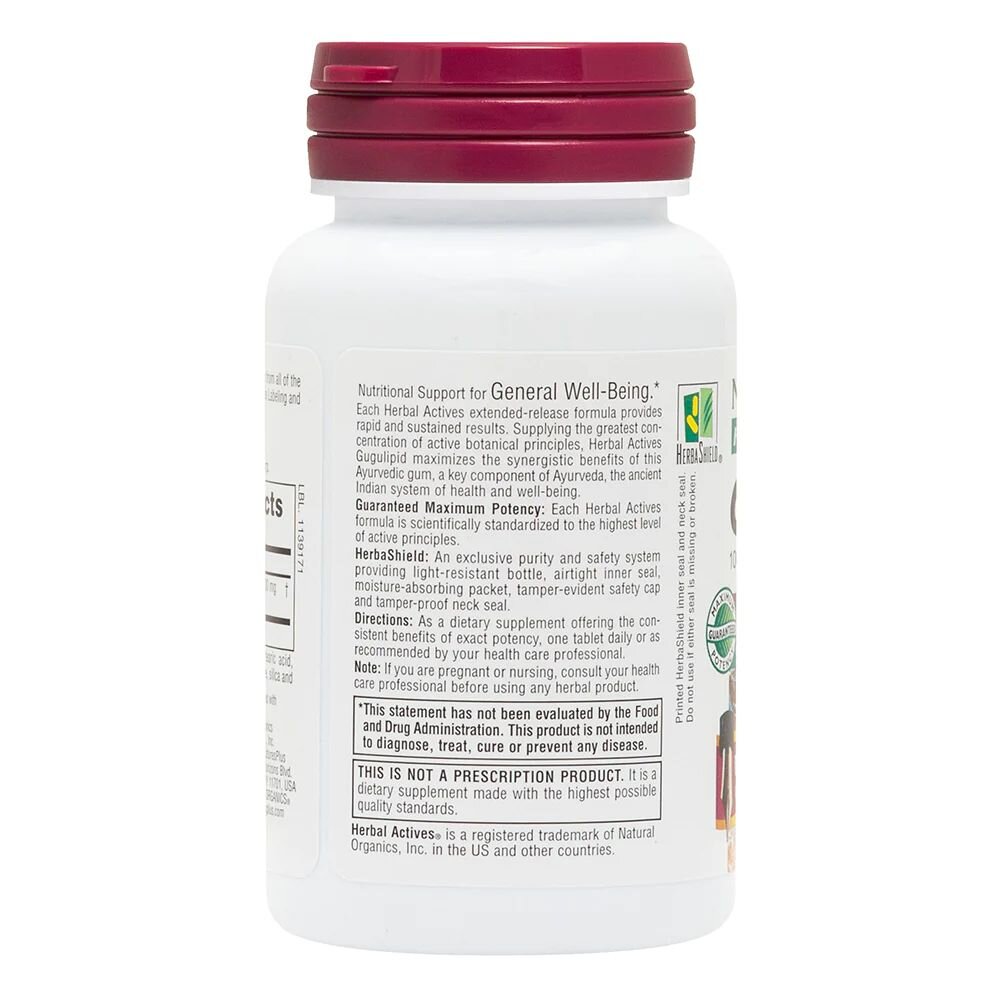 Гугулипид Natures Plus Herbal Actives Gugulipid, 30 таблеток для поддержки уровня  холестерина. Фото 3