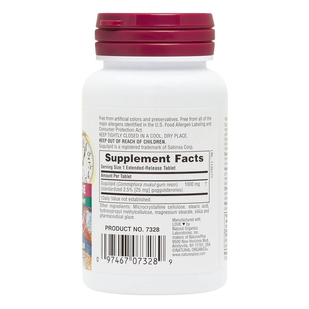 Гугулипид Natures Plus Herbal Actives Gugulipid, 30 таблеток для поддержки уровня  холестерина. Фото 2
