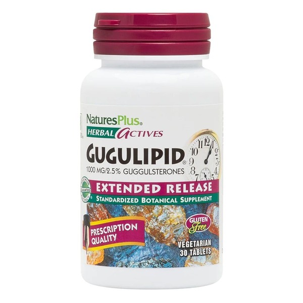Гугулипид Natures Plus Herbal Actives Gugulipid, 30 таблеток для поддержки уровня  холестерина