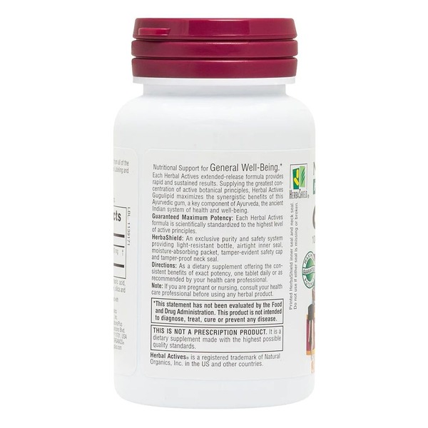 Гугулипид Natures Plus Herbal Actives Gugulipid, 30 таблеток для поддержки уровня  холестерина. Фото 3