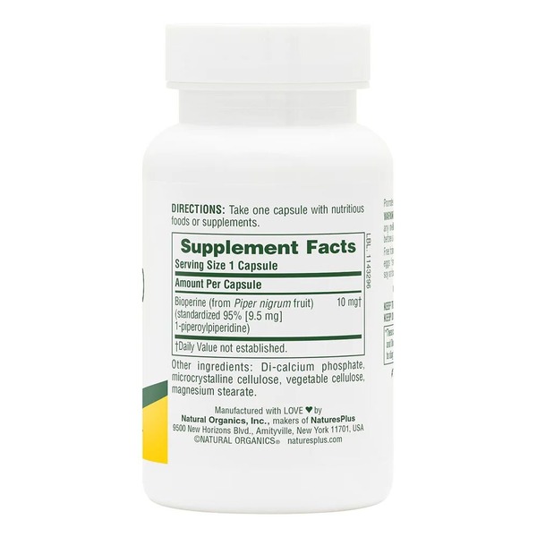 Біоперин Natures Plus Bioperine 10 mg, 90 капсул. Фото 2