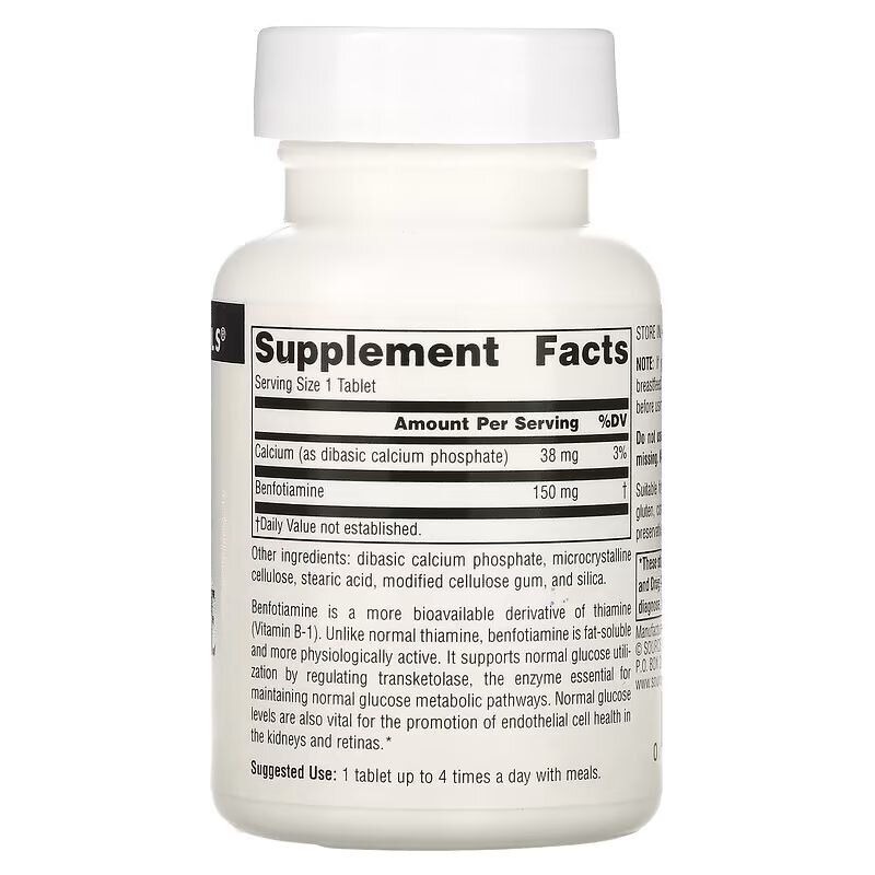 Бенфотіамін Source Naturals Benfotiamine 150 mg, 60 таблеток. Фото 2