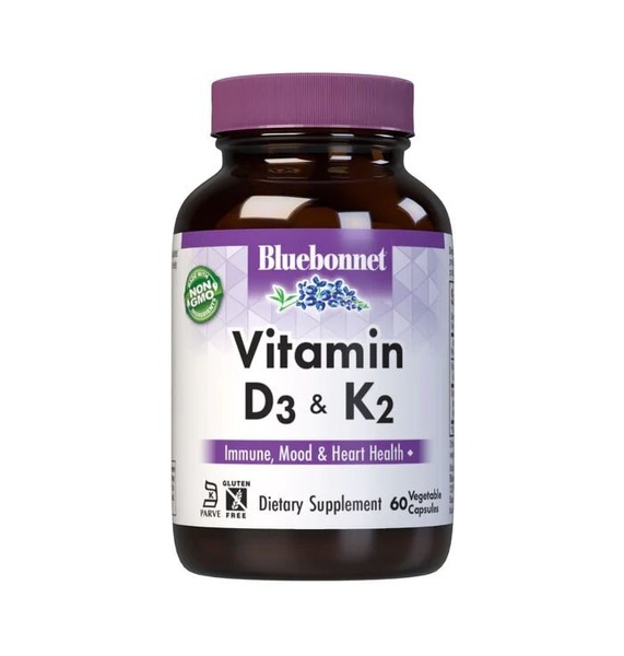 Вітамін D3 та K2 Bluebonnet Nutrition Vitamin D3 & K2, 60 вегакапсул