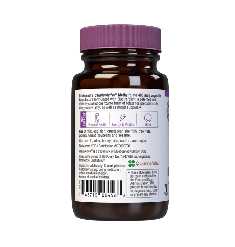 Фоліева кислота Bluebonnet Nutrition Cellular Active Methylfolate 400 mcg, 60 вегакапсул. Фото 3